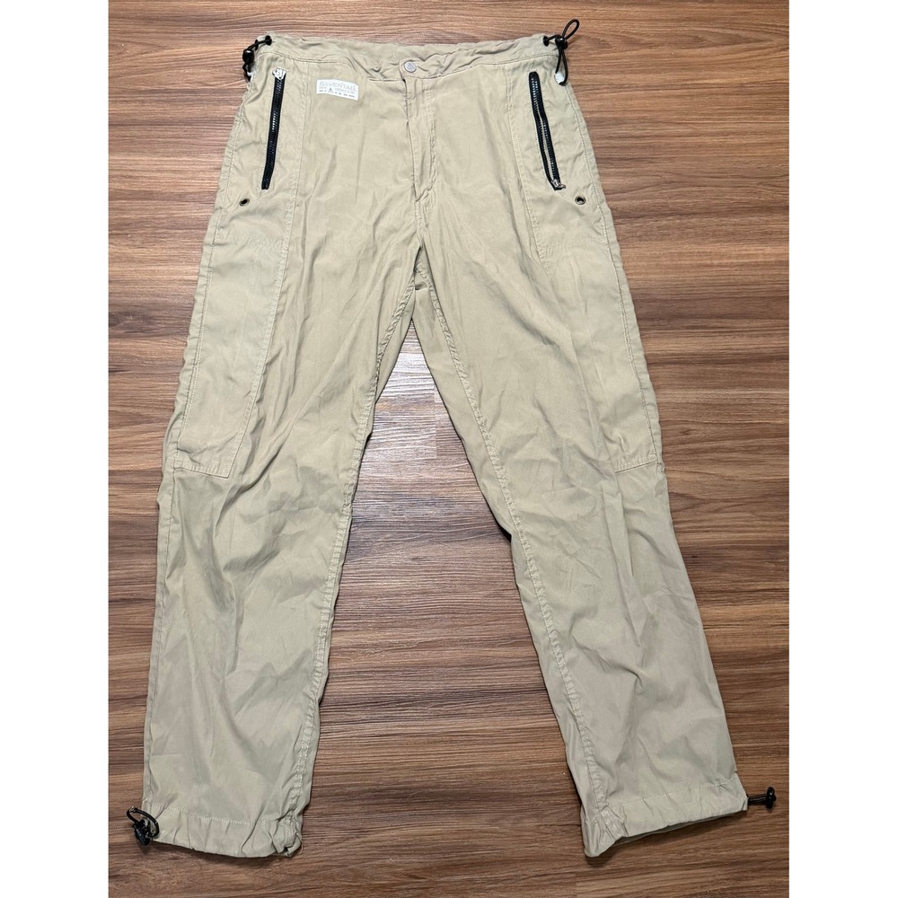 VTG Levis SilverTab Mens Data Khaki Cargo Pants Tan Techwear Bungee Sz M x 34